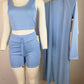 Soft & Comfortable Ribbed Knit Set: Tank, Shorts, Cardigan (75% Polyester/25% Spandex)