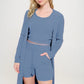 Soft & Comfortable Ribbed Knit Set: Tank, Shorts, Cardigan (75% Polyester/25% Spandex)