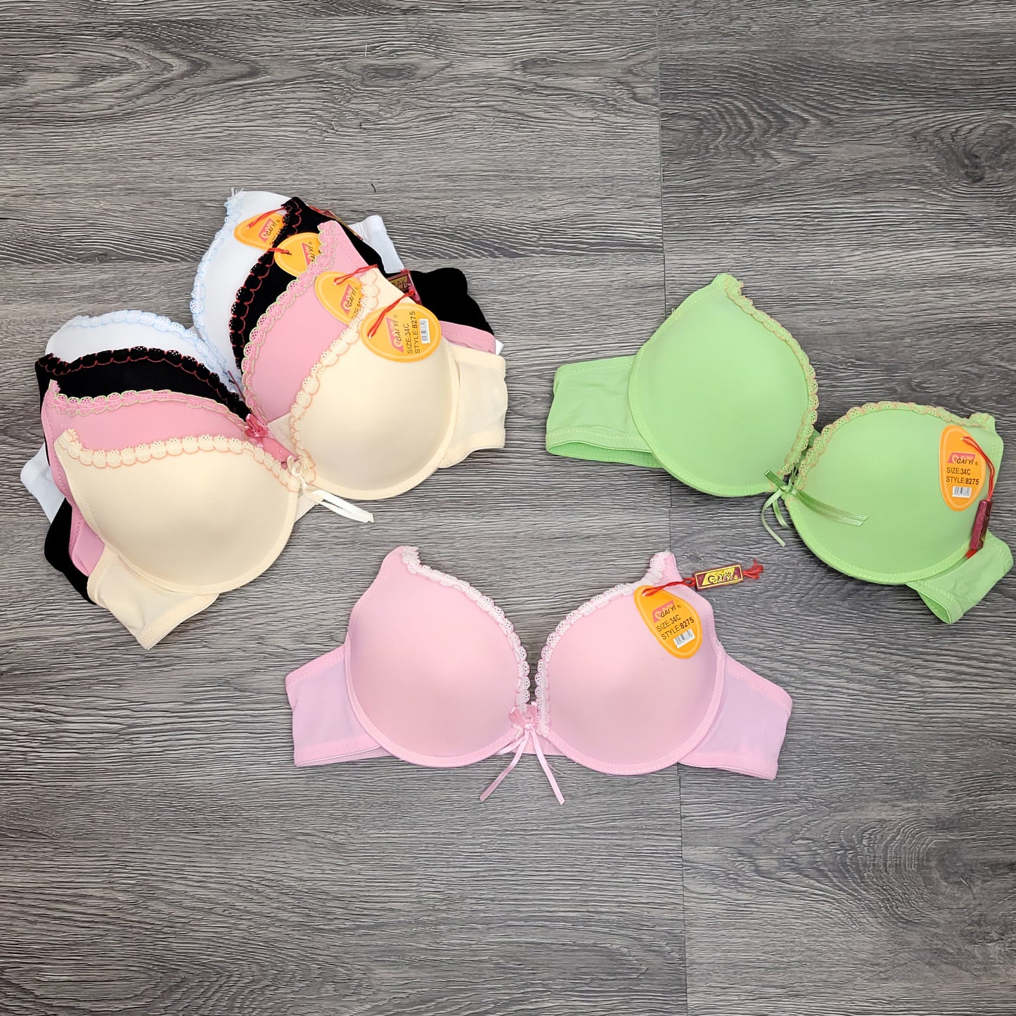 6 Pack Women's Lingerie Cute Ribbon Bra 34C 36C 38C 40C