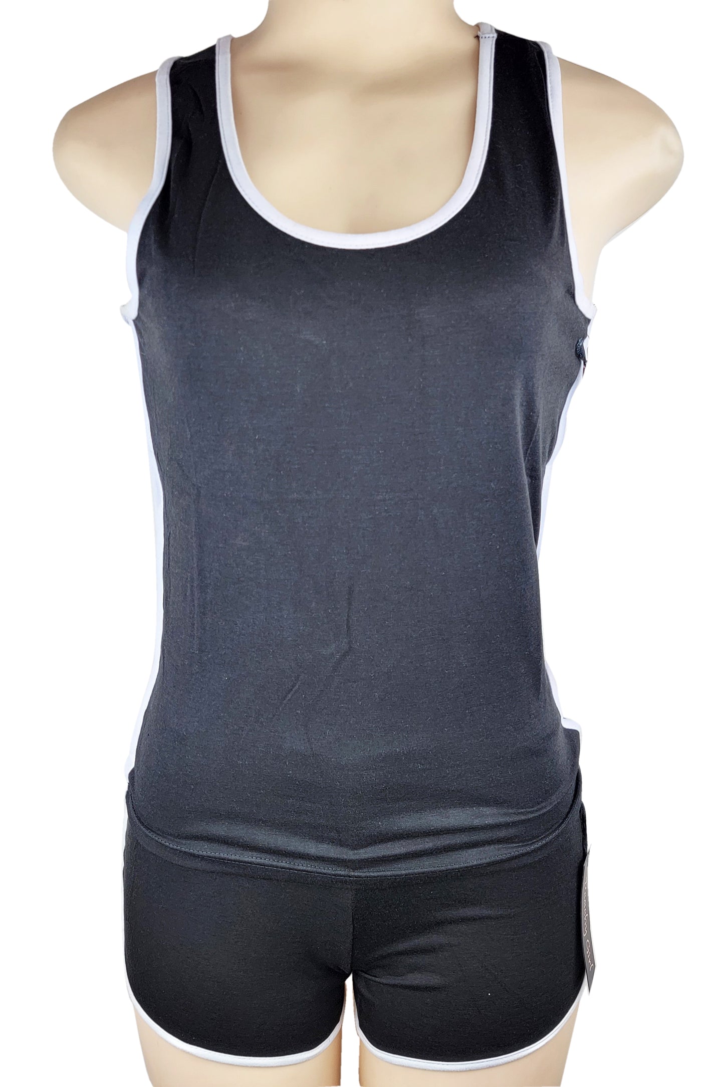 Womens Top Bottom Activewear Tank Top Shorts Set Cotton Sports Good Stretch