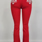 Women's Red Jeans w/ Embroidery