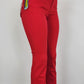 Women's Red Jeans w/ Embroidery