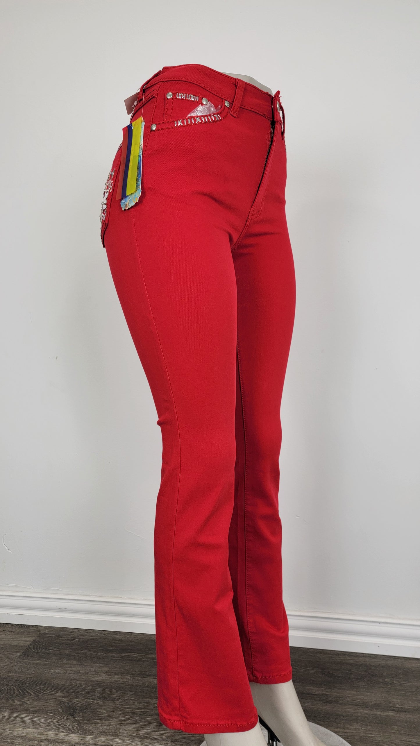 Women's Red Jeans w/ Embroidery