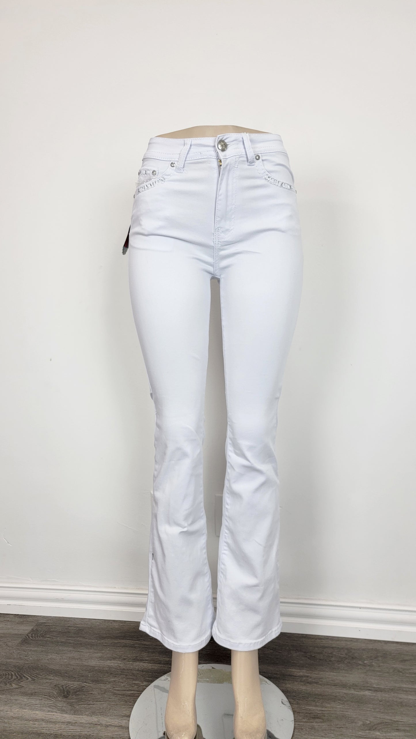 Women's White Embroidered Wing Design Jeans