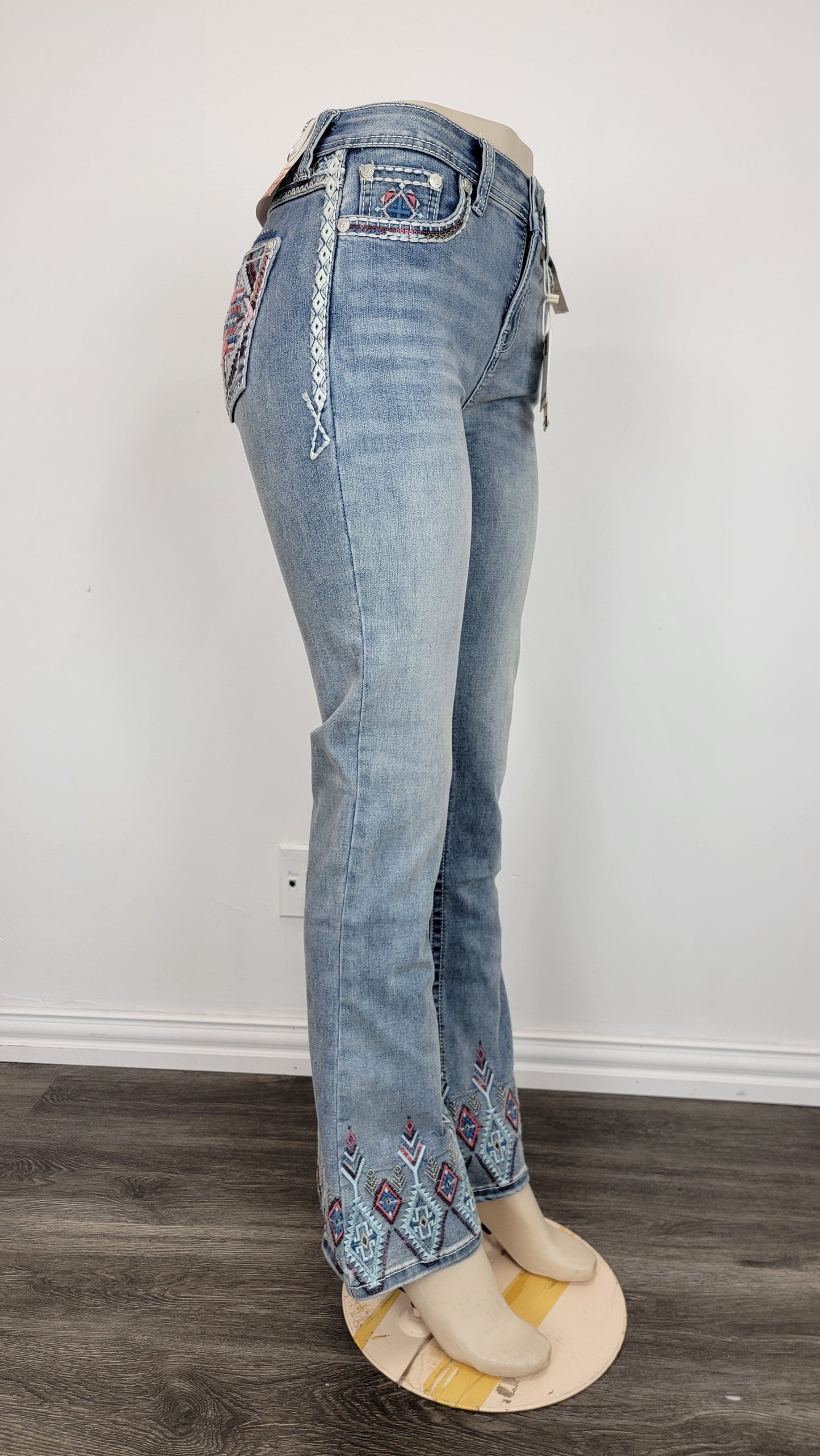 Women's Western Inspired Embroidery Blue Jeans