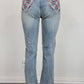 Women's Western Inspired Embroidery Blue Jeans