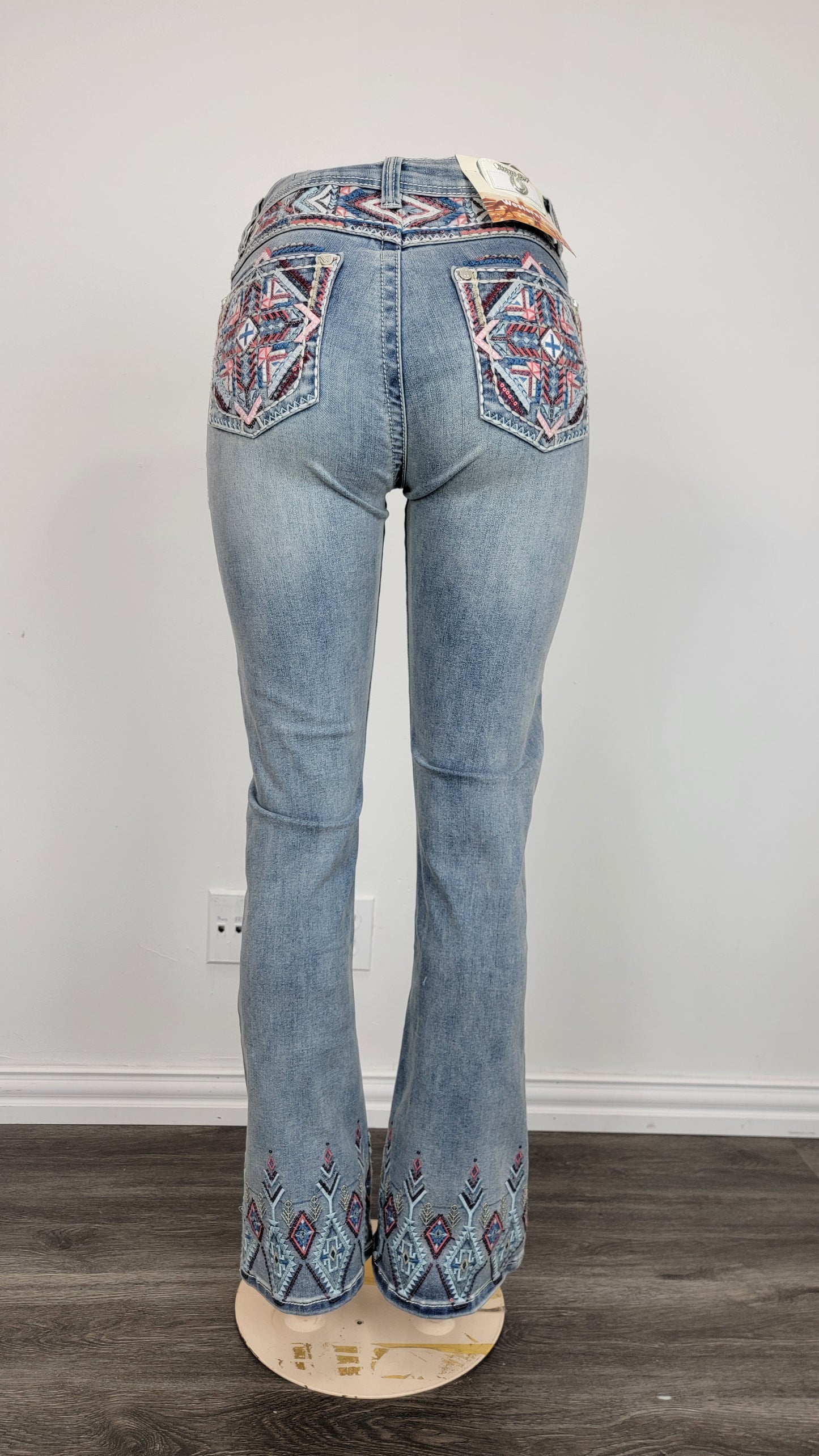 Women's Western Inspired Embroidery Blue Jeans