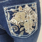 Women's Dark Blue Western Cross Embroidered Premium Jeans