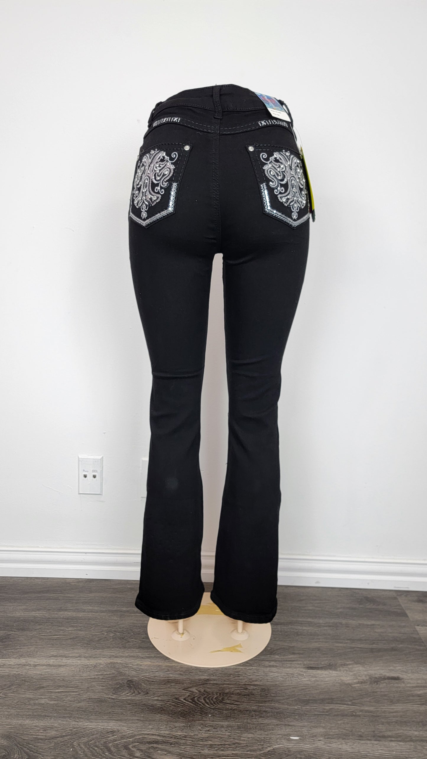 Women's Embroidered Design Black Jeans