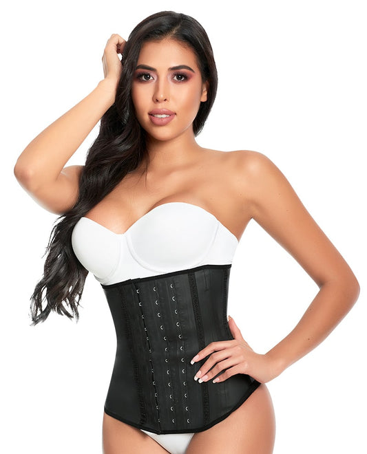 Front view of the black waist trainer.