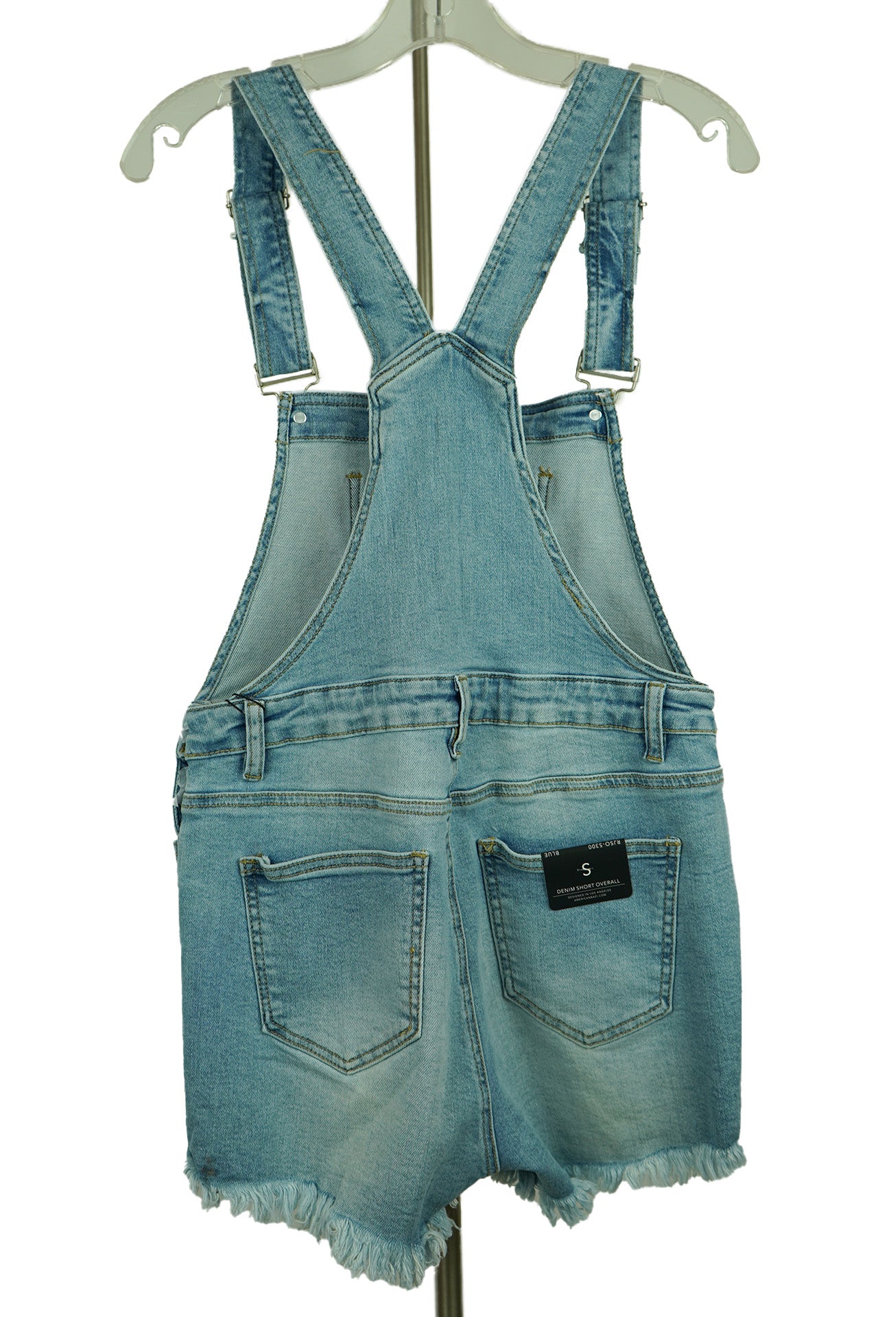 Short Distressed Denim Overalls