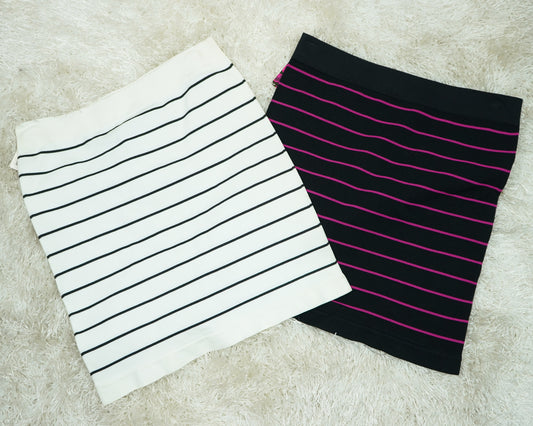 Comfy Stretch! White/Black OR Pink Striped Skirt (One Size)