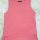 Pink Sleeveless Blouse with Layered Hem & Diamond Pattern Texture