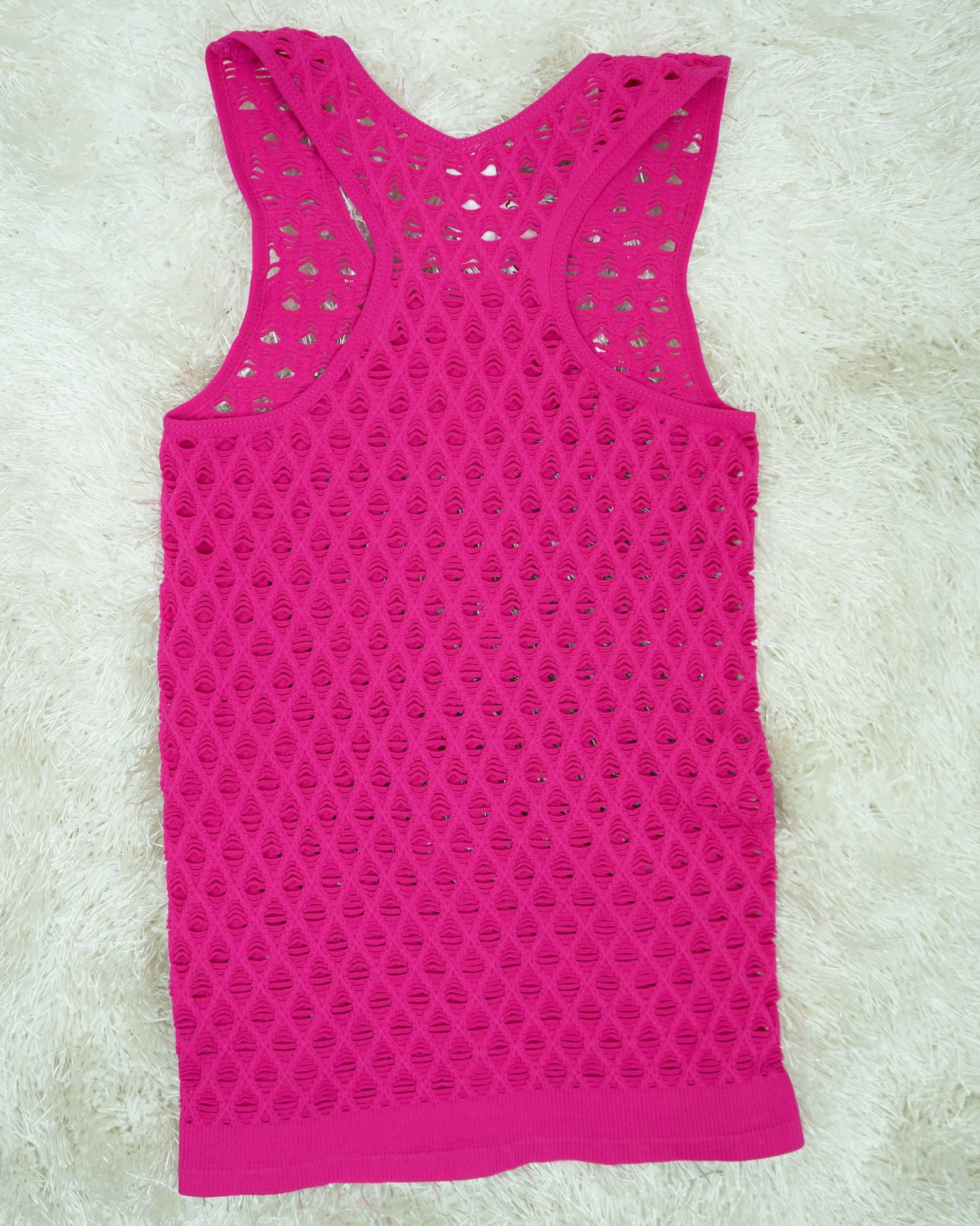 Breezy Pink Fishnet Racerback Tank One Size