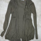 Women's Long Olive Green Viscose Cardigan - Fashionable Design Small Only