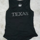 Bling Rhinestone Texas Black Tank Top - Sleeveless Drop Cut Comfort (Cotton Poly Spandex Blend)