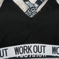 Supportive Cotton Padded Sports Bra: Color Black & White, "Workout" Text, Racerback