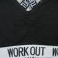 Supportive Cotton Padded Sports Bra: Color Black & White, "Workout" Text, Racerback