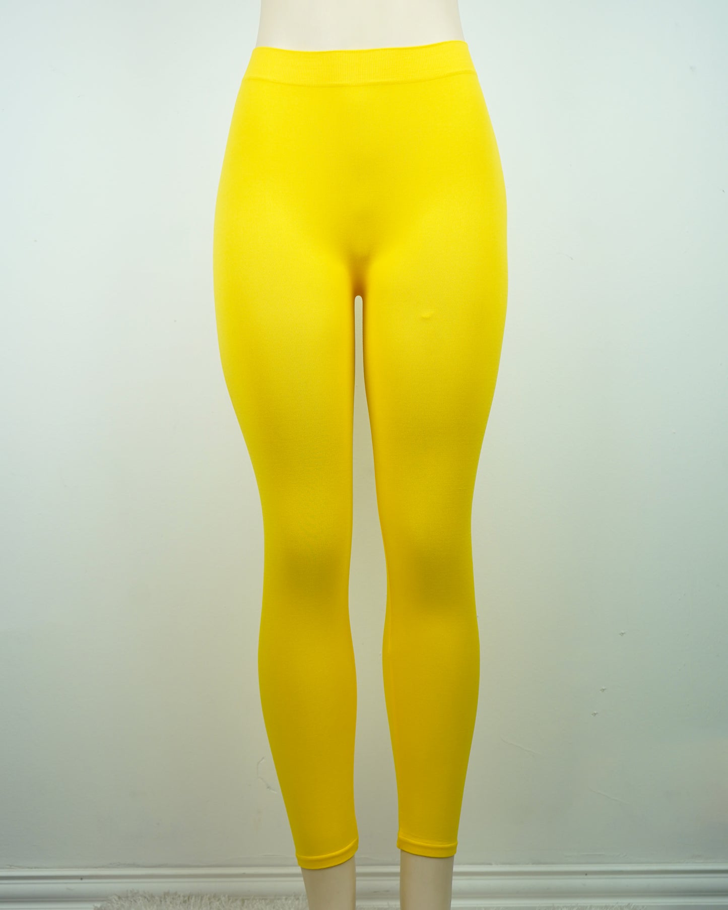 Sunshine Yellow Yoga Leggings - High-Stretch Nylon Spandex One Size