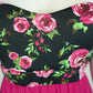 Women's Rose Print Dress with Solid Skirt - Slightly Stretchy (Made in USA) Large size only