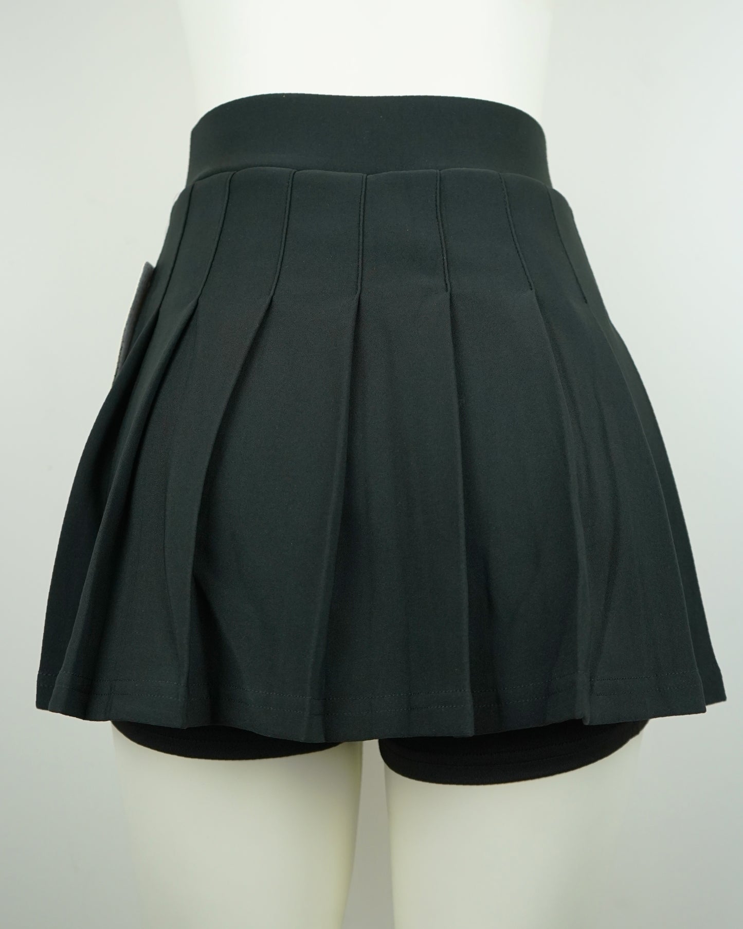 Women's Sleek Black Stretchy Mini Skirt with Built-in Shorts (92% Polyester, 8% Spandex) SMALL ONLY