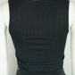 Women's Black Ribbed Zipper Ring Pull Crop Top - Stretchy, Sleeveless