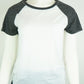 Women's Black Collar & Sleeve T-Shirt (White Body, 85% Poly/15% Linen)