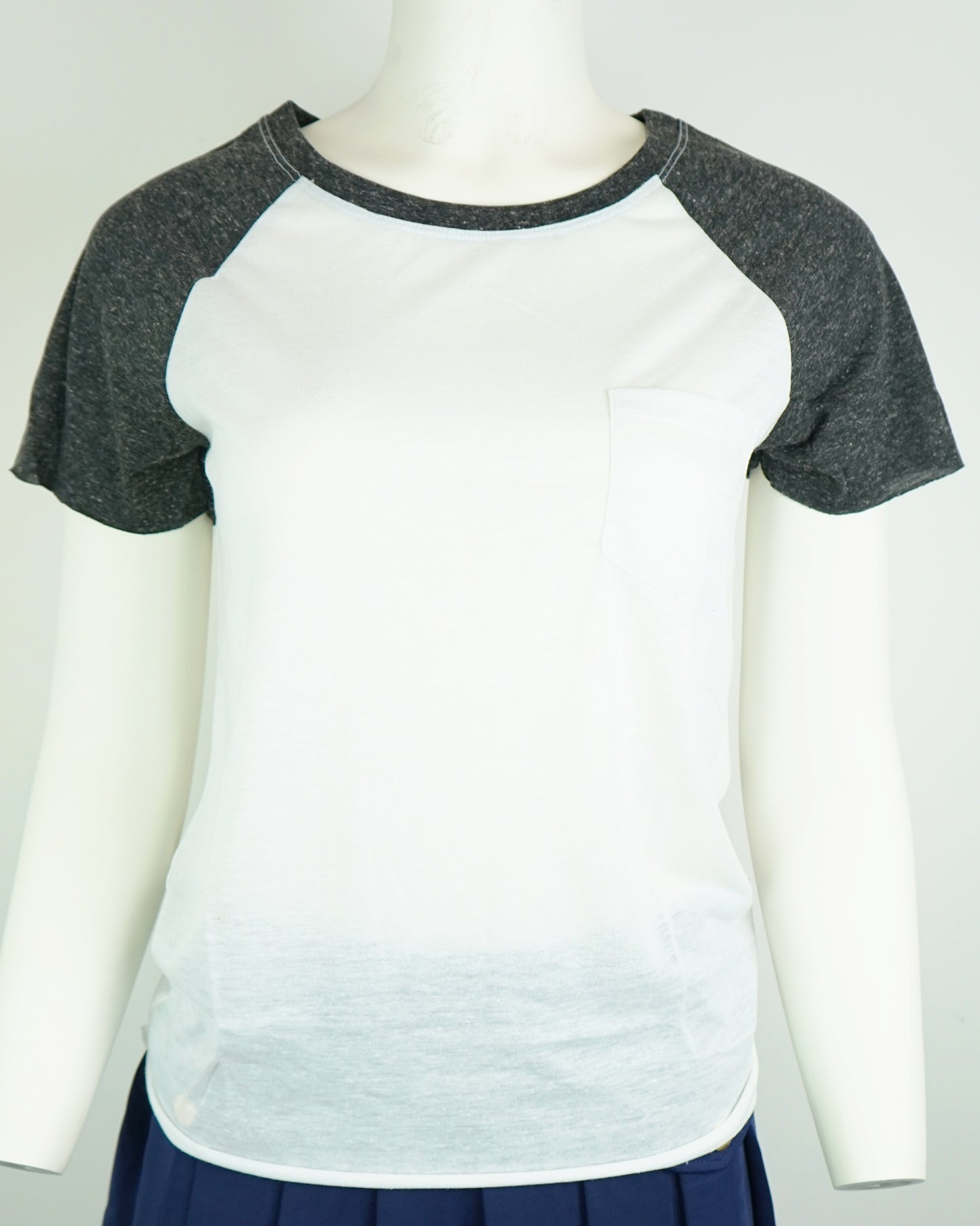 Women's Black Collar & Sleeve T-Shirt (White Body, 85% Poly/15% Linen)