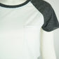 Women's Black Collar & Sleeve T-Shirt (White Body, 85% Poly/15% Linen)