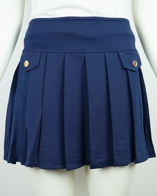 Stretchy Mini Skirt with Built-in Shorts & Side Button Detail