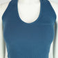 Womens Navy Ribbed Halter Neck Crop Top - Stretchy, Soft