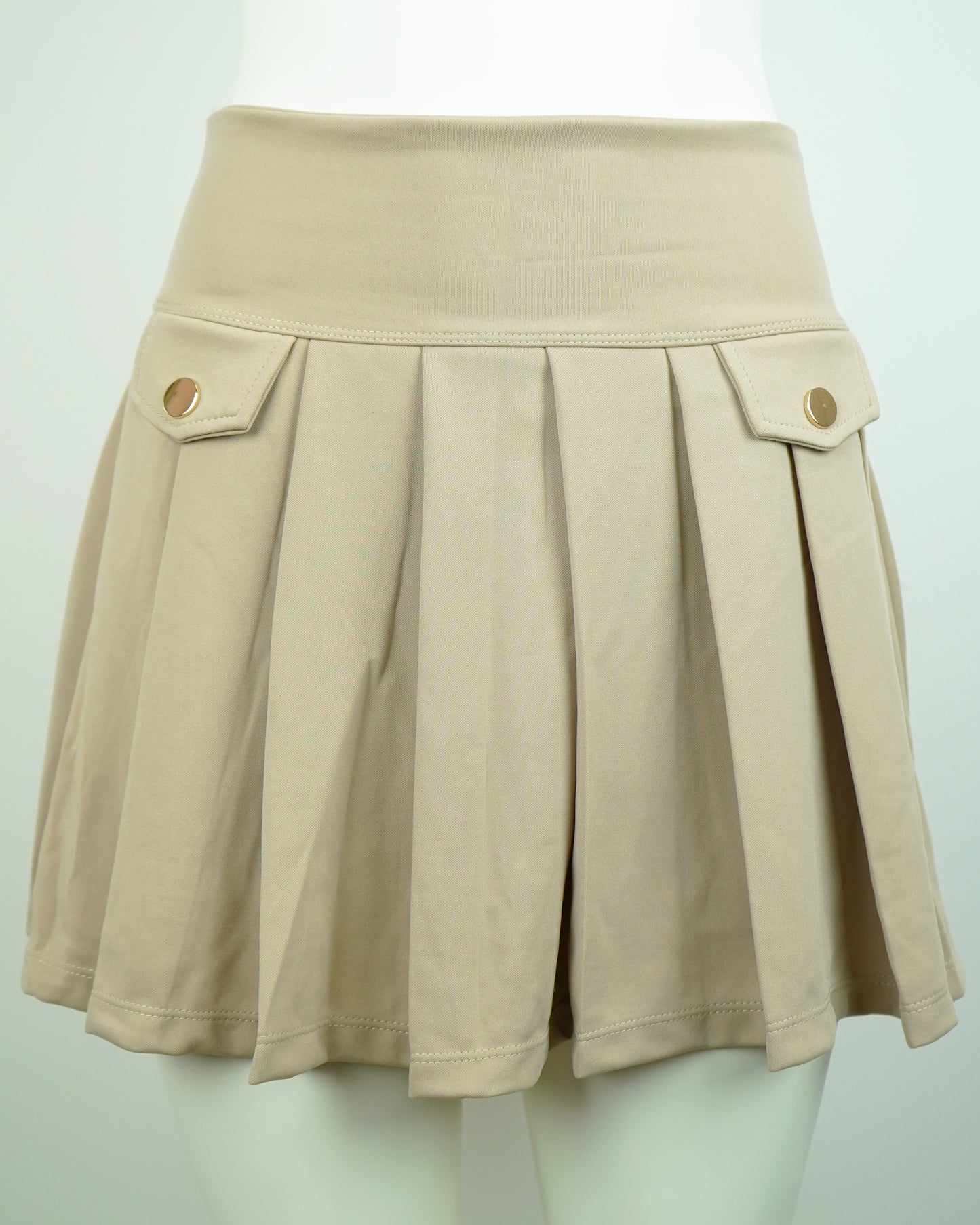 Stretchy Mini Skirt with Built-in Shorts & Side Button Detail