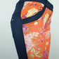 Women's Floral Print Jeggings with Orange & Dark Navy, High Stretch (Cotton, Polyester, Spandex Blend) - Pockets