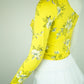 Women's Floral Long Sleeve Asymmetry Top - One Sleeve, Open Shoulder (Yellow or Pink) 95% Cotton