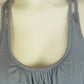 Grey Sleeveless Top with Lace Details & Ruched Bust (Rayon, Racerback, Lightweight)