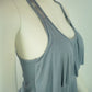 Grey Sleeveless Top with Lace Details & Ruched Bust (Rayon, Racerback, Lightweight)