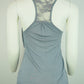 Grey Sleeveless Top with Lace Details & Ruched Bust (Rayon, Racerback, Lightweight)