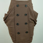 Brown Button-Front Knee-Length Skirt with Side Pockets (95% Polyester, 5% Spandex)