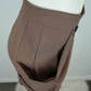 Brown Button-Front Knee-Length Skirt with Side Pockets (95% Polyester, 5% Spandex)