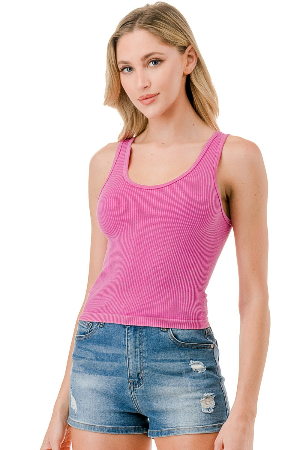 Mineral Wash Ribbed Tank Top