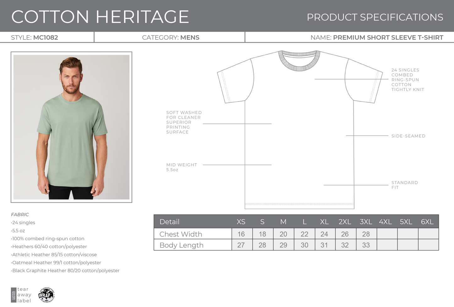 Cotton Heritage Premium Short Sleeve BLANK T-Shirt