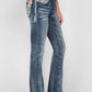 Women's Paisley Embroidered Mid Rise Bootcut Jeans