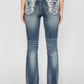 Women's Paisley Embroidered Mid Rise Bootcut Jeans