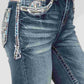 Women's Paisley Embroidered Mid Rise Bootcut Jeans