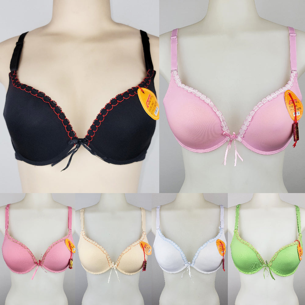 6 Pack Women's Lingerie Cute Ribbon Bra 34C 36C 38C 40C