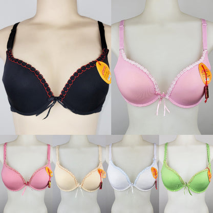 6 Pack Women's Lingerie Cute Ribbon Bra 34C 36C 38C 40C