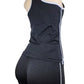 Black & White Activewear Set: High-Stretch Tank Top & Shorts (Cotton Blend, Side Slits)