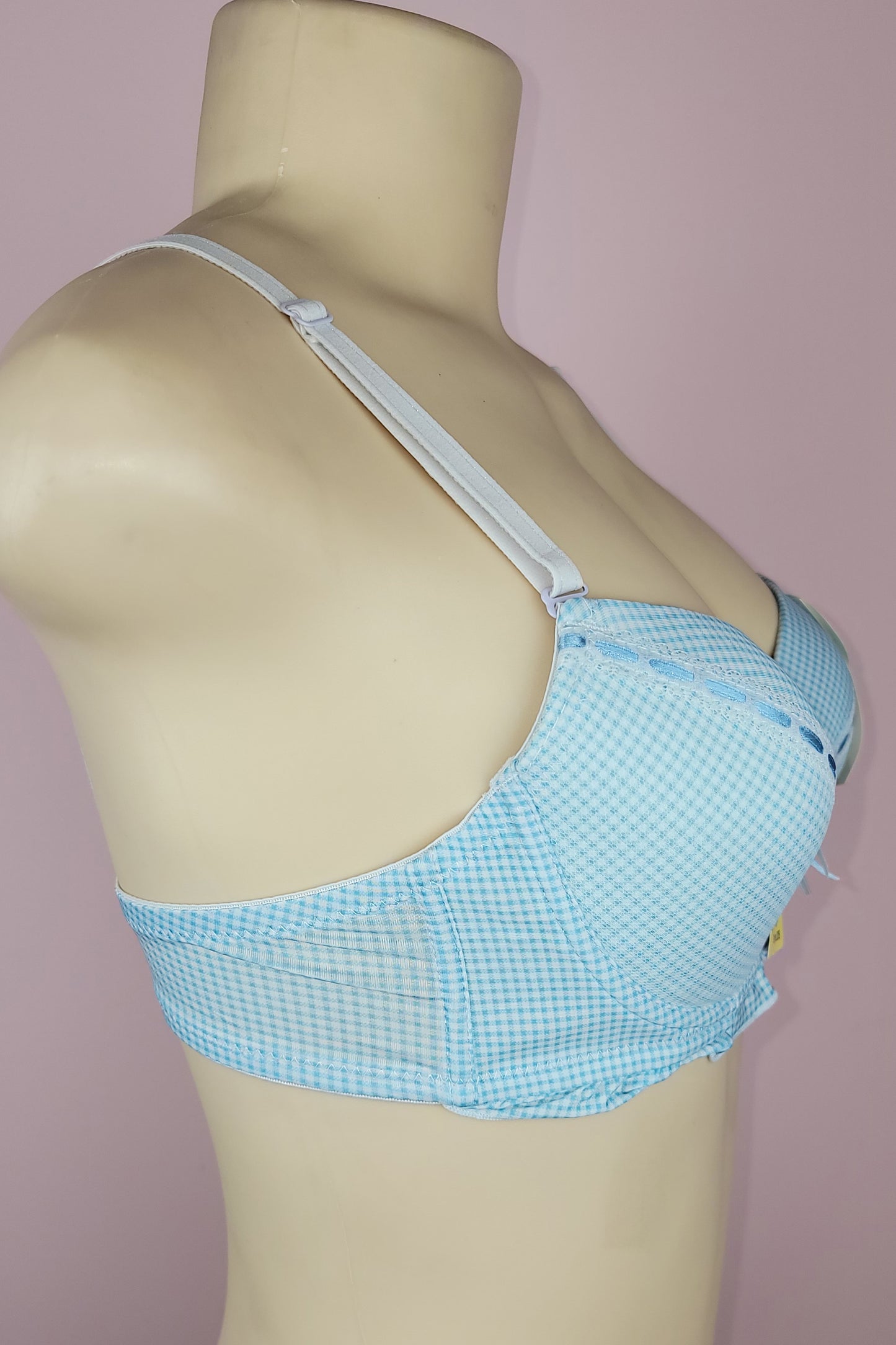 6 Pack Checkered Plaid Pattern Women's Push Up Bra with Ribbon 34C 36C 38C 40C