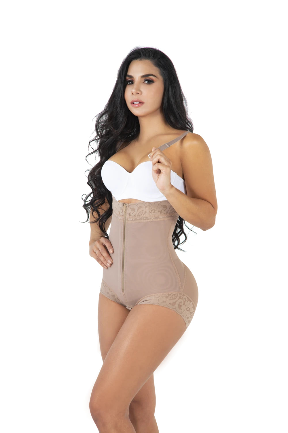 Open bust, high waist, shapewear with straps removed